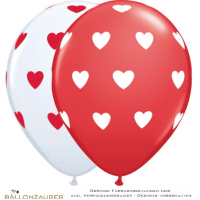 Latexballon Rund Herzen Bunt Ø30cm = 11inch Umf. 105cm