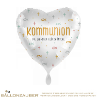 Folienballon Herz Kommunion die liebsten Glückwünsche Bunt Satin 45cm = 18inch