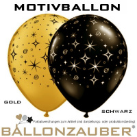 Latexballon Rund Sparkles u. Swirls Stars schwarz gold Ø28cm Umf. 85/95cm 11inch