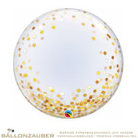 Folienballon Deco Bubble Gold Konfetti Dots Transparent 60cm = 24inch