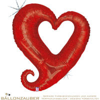 Folienballon Herz offen rot holografisch 94cm = 37inch