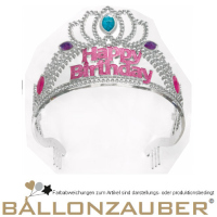 Tiara Haarreif Happy Birthday Geburtstag Party Haarreif bunt Silber glitzernd