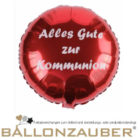 Folienballon Rund Alles Gute zur Kommunion rot 45cm = 18inch Ballon Luftballon