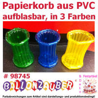 Dekofigur Papierkorb PVC aufblasbar Mülleimer Deko Retro Design Papierkorb / Mülleimer gelb, blau, grün