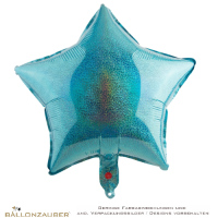 Folienballon Stern hellblau holographic 45cm = 18inch