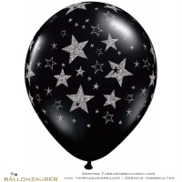 Latexballon StarsAround schwarz silber Glitter Ø28cm = 11inch Umf. 95cm