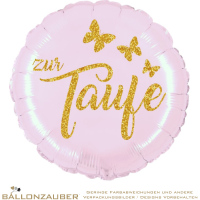 Folienballon Rund zur Taufe rosa metallic 45cm = 18inch