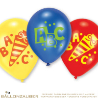 6 Latexballons Rund ABC Schultüte SONDERPREIS bunt Ø23cm 9inch Ballon Luftballon