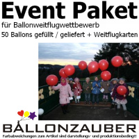 Event Paket kompl. 50 Ballons heliumgefüllt Erlebnis Rundballons Oekopaket: Latexb.m.Oekobändern nach Wahl
