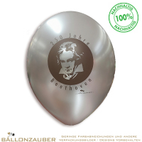 Latexballon Rund Beethoven Klassisch Silber Metallic Ø32cm Umf. 105/110cm 12inch