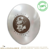 Latexballon Rund Beethoven Klassisch Weiß Metallic Ø32cm = 12inch Umf. 105cm