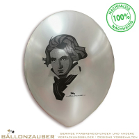 Latexballon Rund Beethoven PopArt Weiß Metallic Ø32cm = 12inch Umf. 105cm