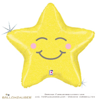 Folienballon Stern Chubby Star gelb holographic 66cm = 26inch