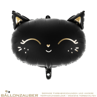 Folienballon Kopf Katze Schwarz Metallic 48cm = 19inch