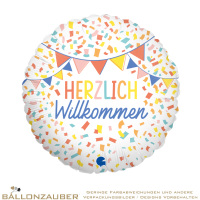 Folienballon Rund Herzlich Willkommen bunt 45cm = 18inch