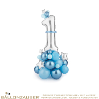 Ballonbouquetset Zahl 1 organisch blau individuell selbst gestalten