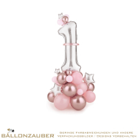 Ballonbouquetset Zahl 1 organisch rosa individuell selbst gestalten