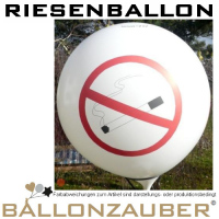 Riesenballon Nichtraucher Piktogramm 75cm = 30inch bzw. Umfang 200cm weiß Rundballon Riesenballon weiß, mit rot-schwarzem Nichtraucher Piktogramm