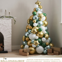 Ballonskulpturset ca. 1,8m Weihnachtsbaum organisch Gold Grün individuell selbst gestalten