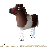 Folienballon Airwalker Horse Cavallo Pferd Pony braun weiß 78cm = 31inch