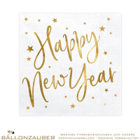 Servietten quadratisch Happy New Year Weiß 20er Set