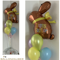 Osterstrauß 5 Latexballons + 1 Folienballon Hase, bunt, m. Gewicht