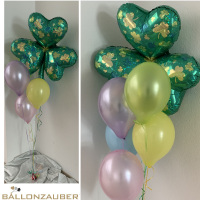 Osterstrauß 5 Latexballons + 1 Folienballon Kleeblatt bunt, m. Gewicht