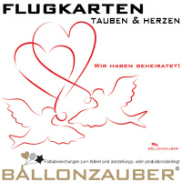 50 Stck Weitflugkarten Hochzeitsmotiv Tauben wei rot fr Hochzeitskarte wei mit 2-stg roten Druck, Tauben + Herzen + Adressdaten Ballon Luftballon