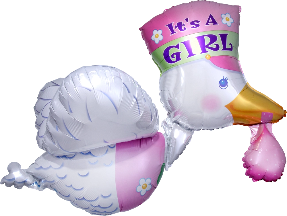 Folienballon - Storch "Girl"- 81cm   