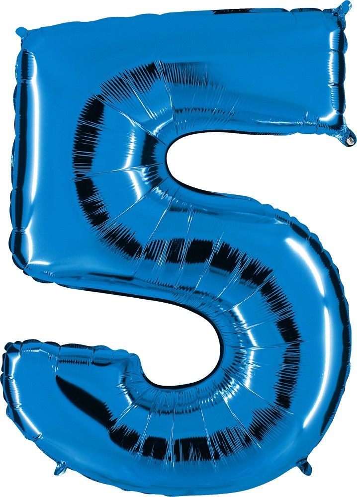 Folienballon Zahl 5 Blau 101cm