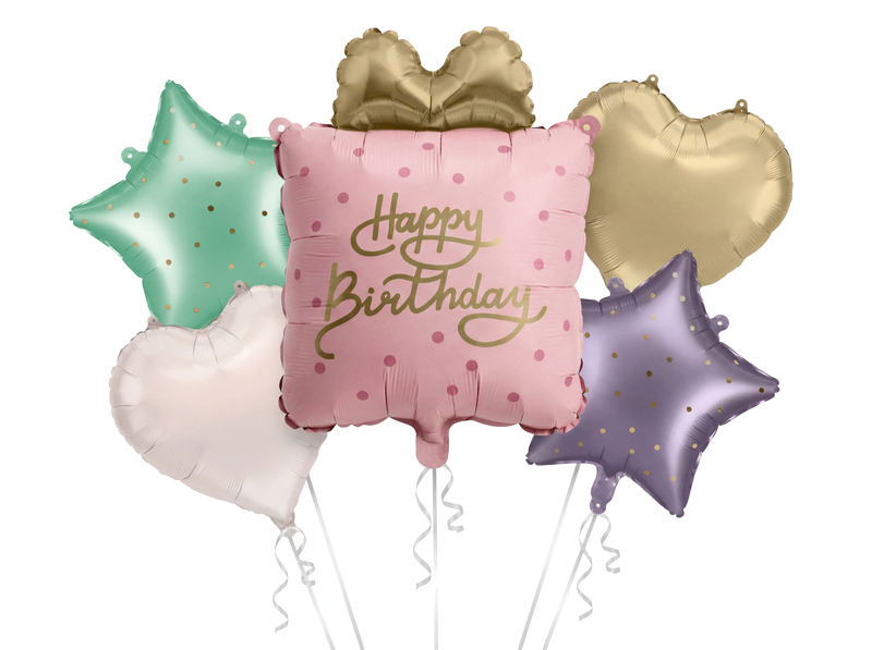 Ballonbouquet - Happy Birthday Geschenk Geburtstag Folienballon Set 