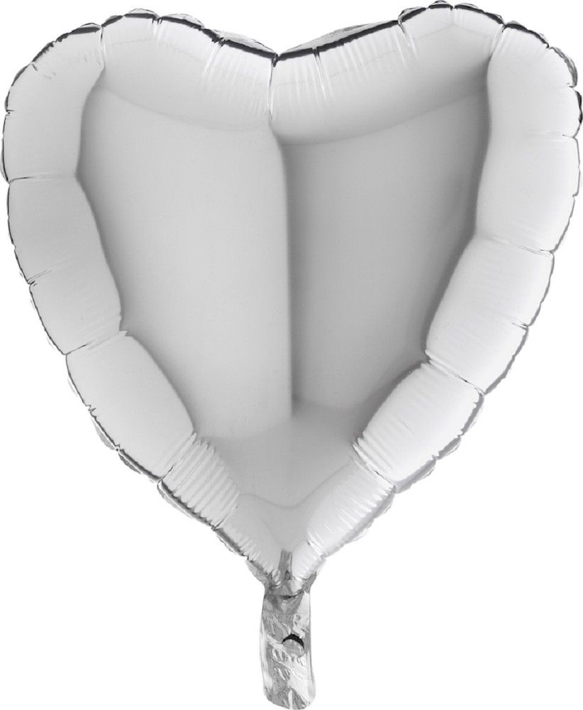 Folienballon - Herz - Silber - 45cm