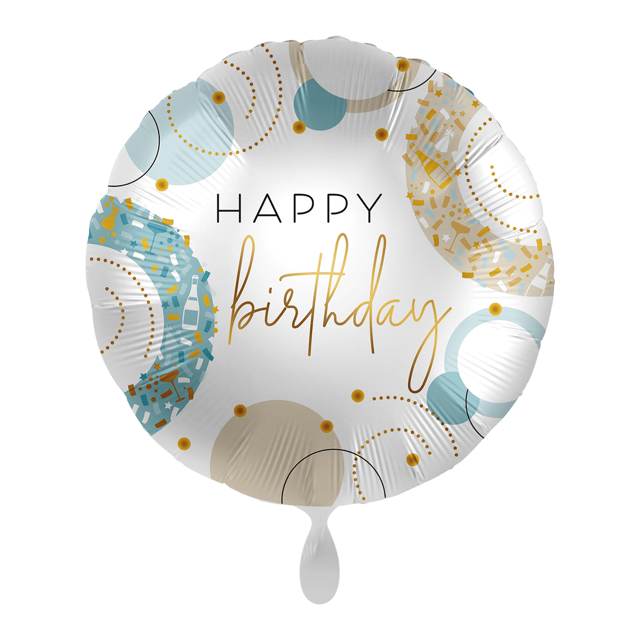 Folienballon - Golden Blue Birthday - 45cm