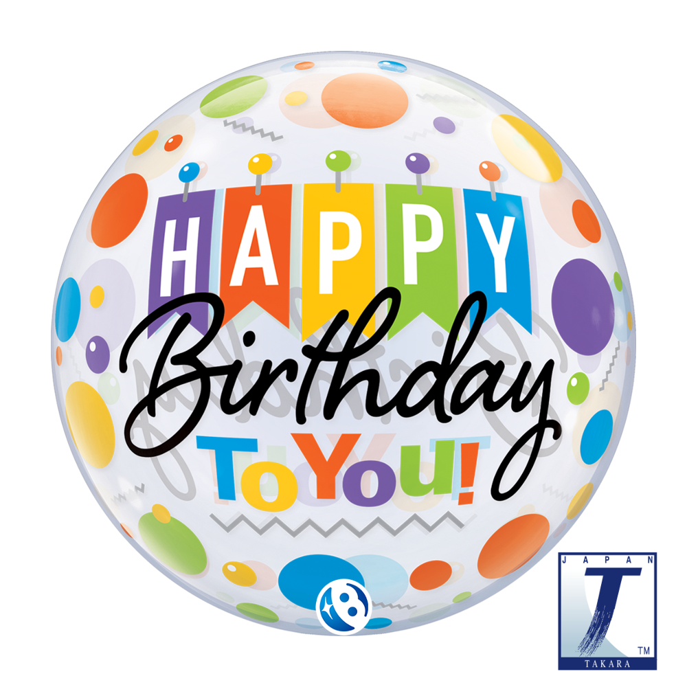 Folienballon - Happy Birthday Bubble - 56cm
