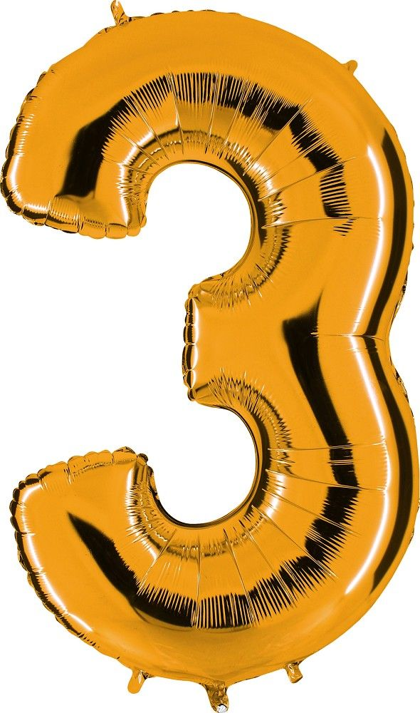 Folienballon Zahl 3 Gold 101cm