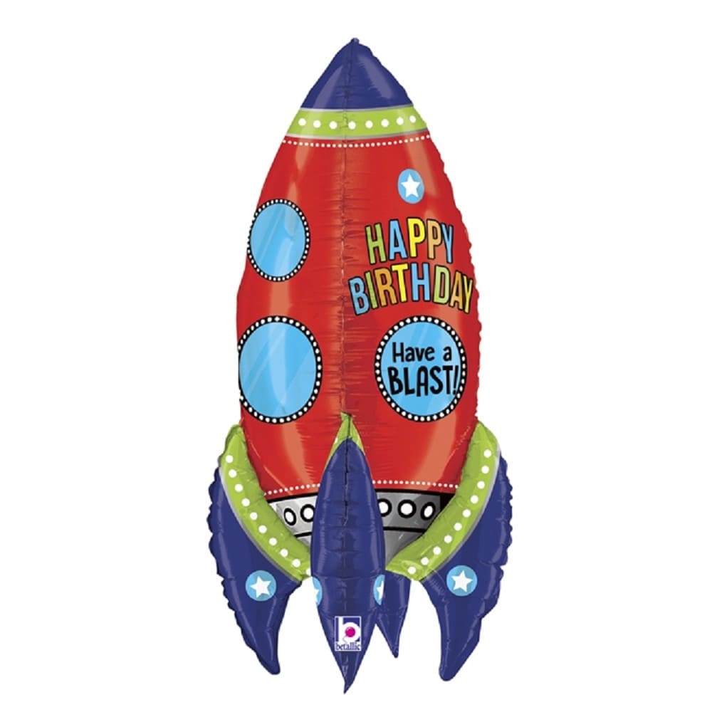 Folienballon - Happy Birthday Rakete - 91cm