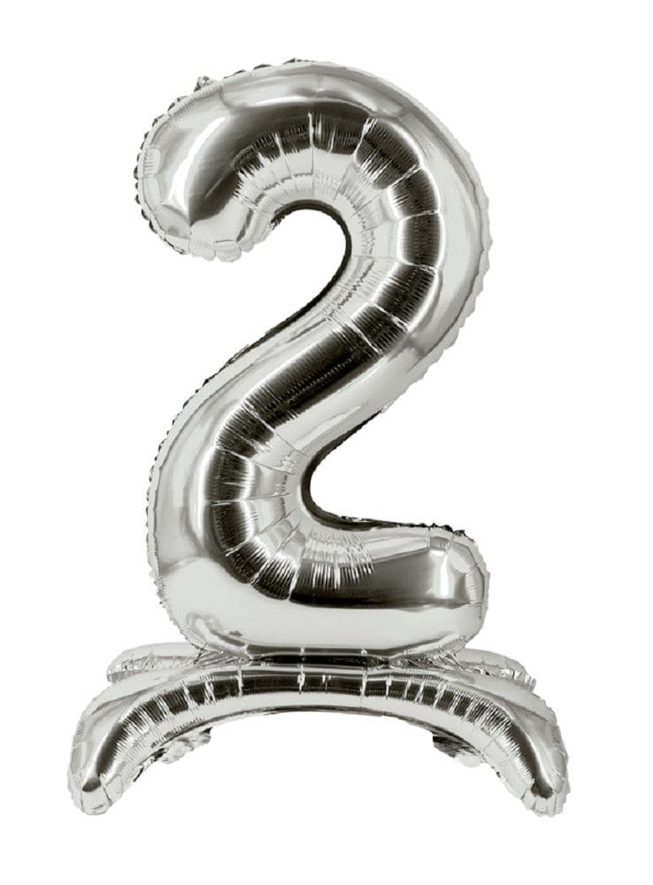 Folienballon - Zahl 2 Silber - Stand Up