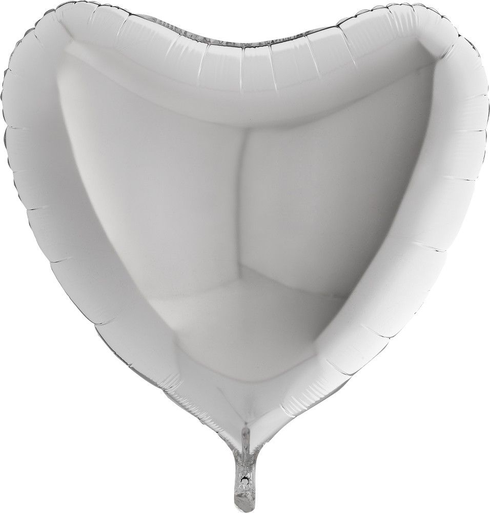 Folienballon - Herz - Silber - 90cm