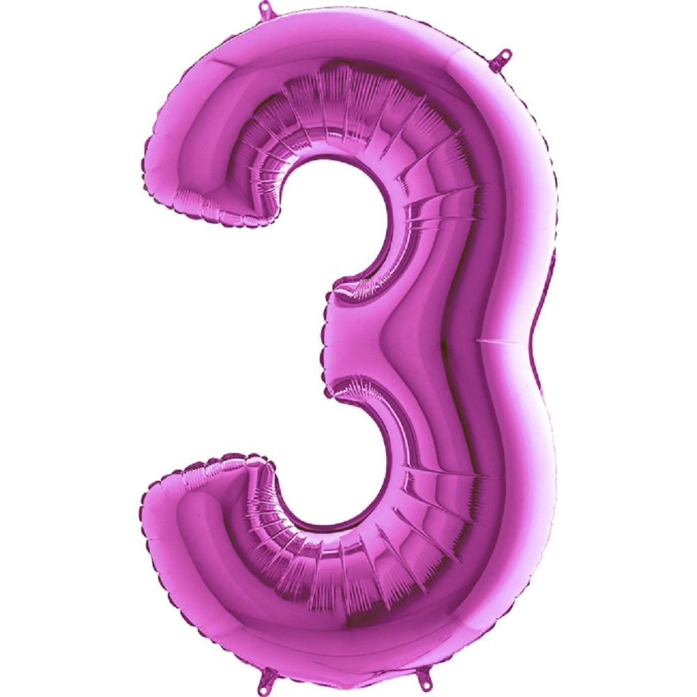 Folienballon Zahl 3 Pink 101cm
