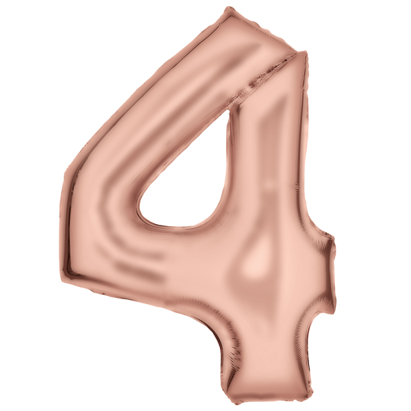 Folienballon Zahl 4 Roségold 86cm
